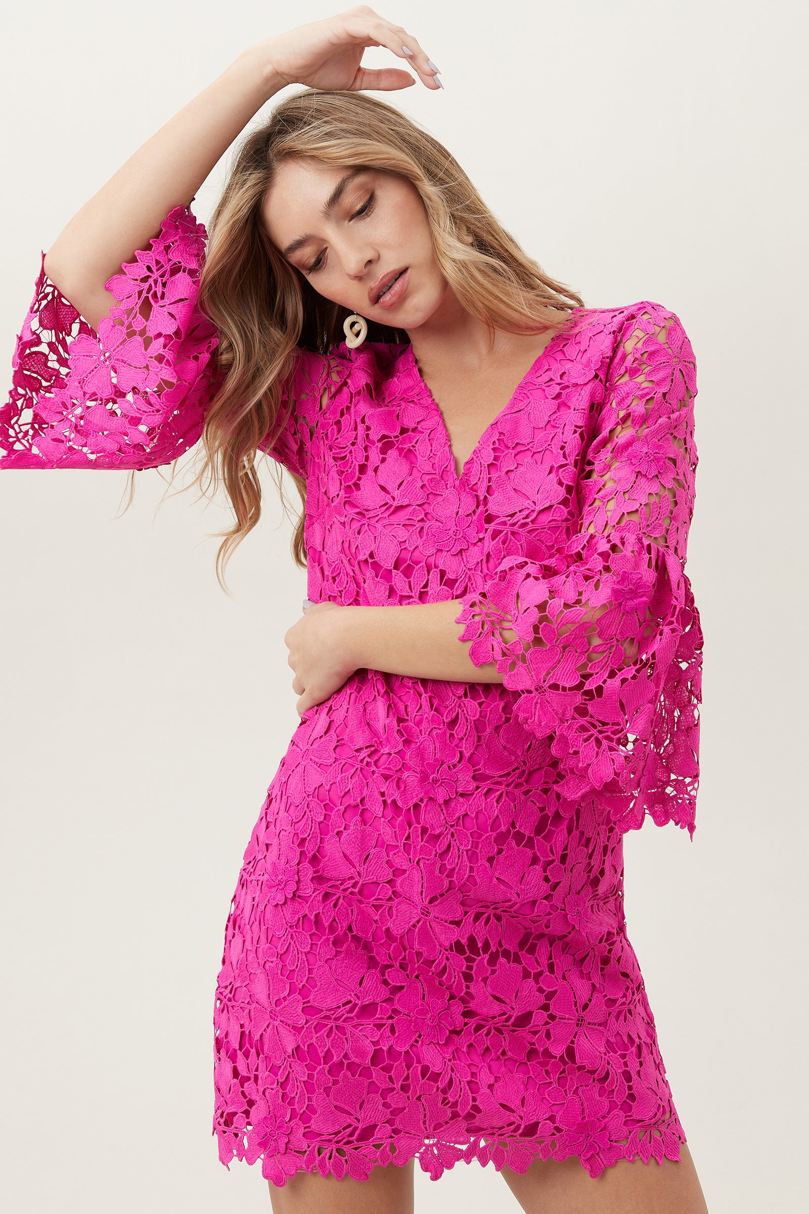 Buy A T U N Pink Full Sleeves Lace Bow Dress - Dresses for Girls 19420794 |  Myntra